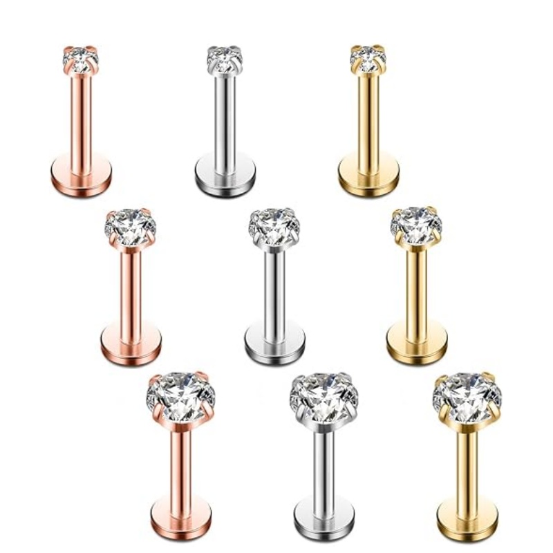Body Jewelry Barbell - 9 pezzi, 16G, 2mm, 3mm, 4mm,