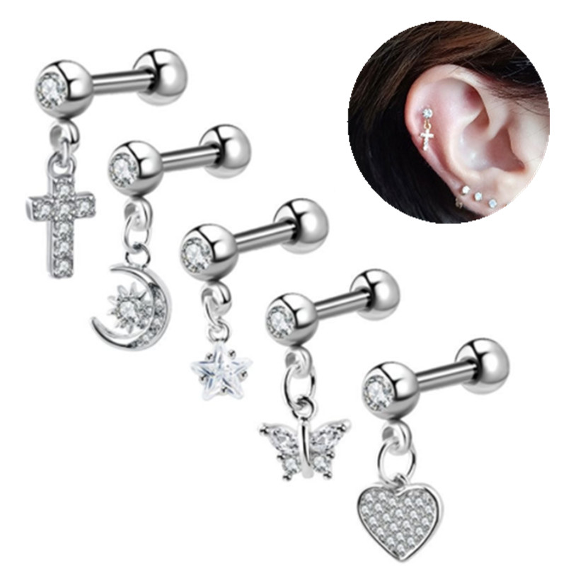 Body Jewelry Barbell - 1 pz luna orecchio cartilagine orecchino