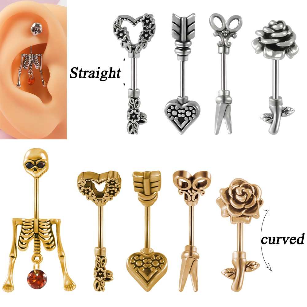 Body Jewelry Barbell - 1 pz Vintage acciaio chirurgico scheletro