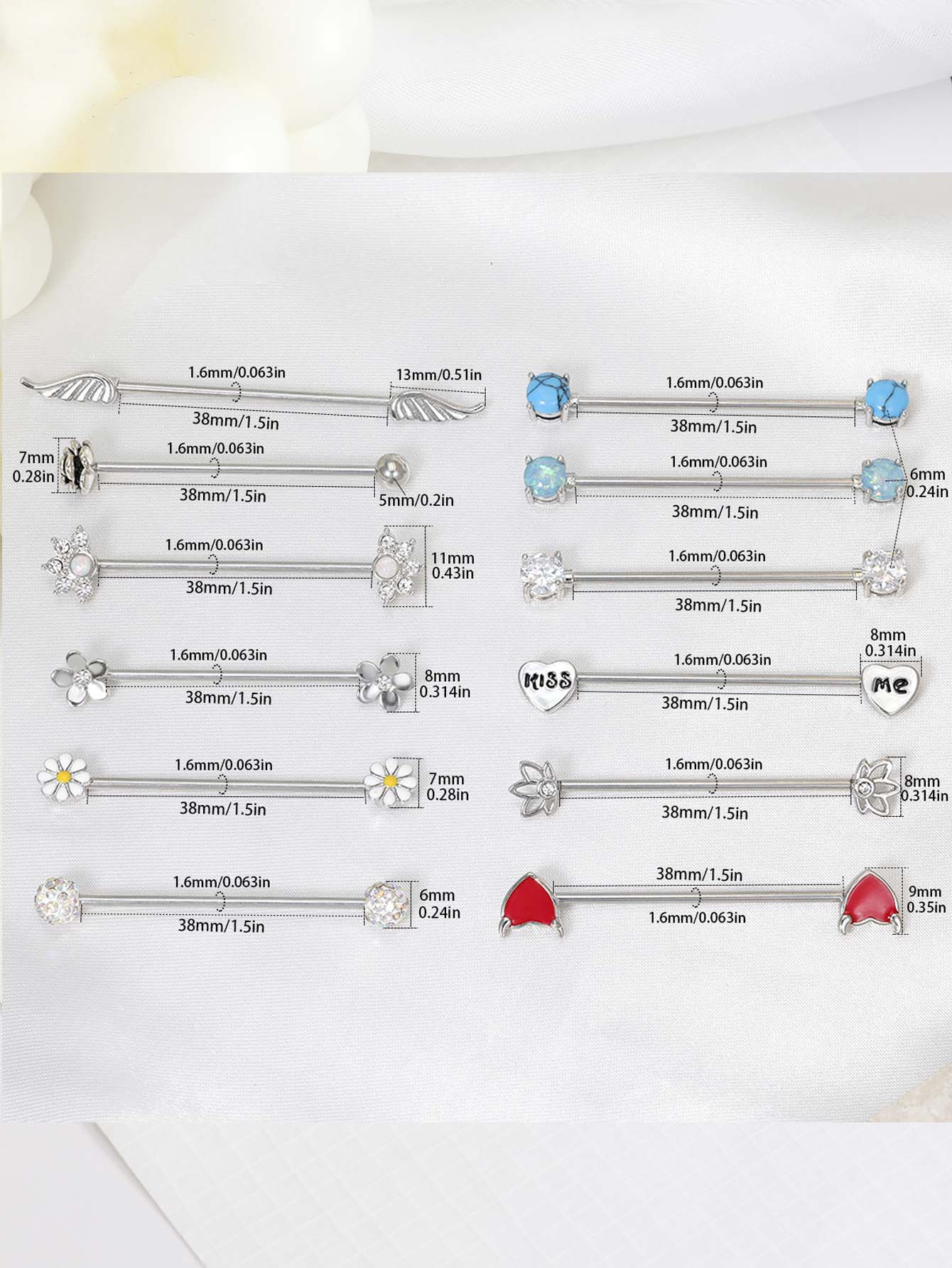 16G Frecce Cuori Bilanciere in - Body Jewelry Barbell recensione e prezzo